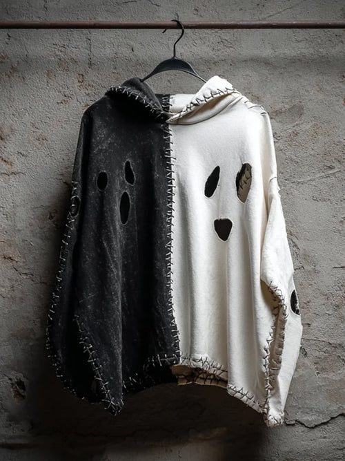 Women's Halloween Ghost Clash Color Shabby Hoodie