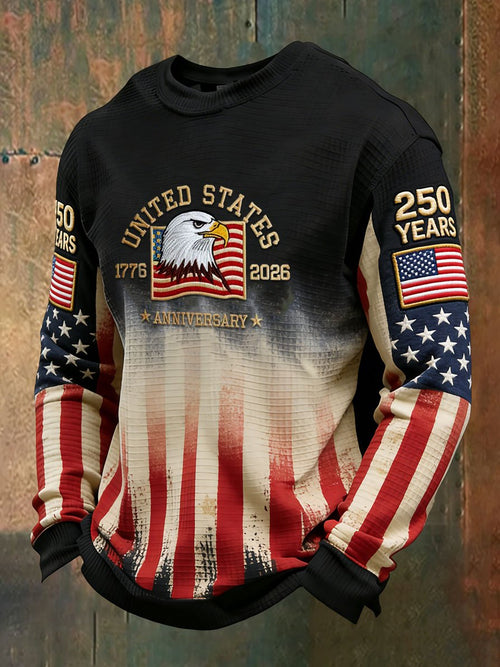 Men's American Independence 250th Anniversary Waffle Knit Long-Sleeve T-Shirt