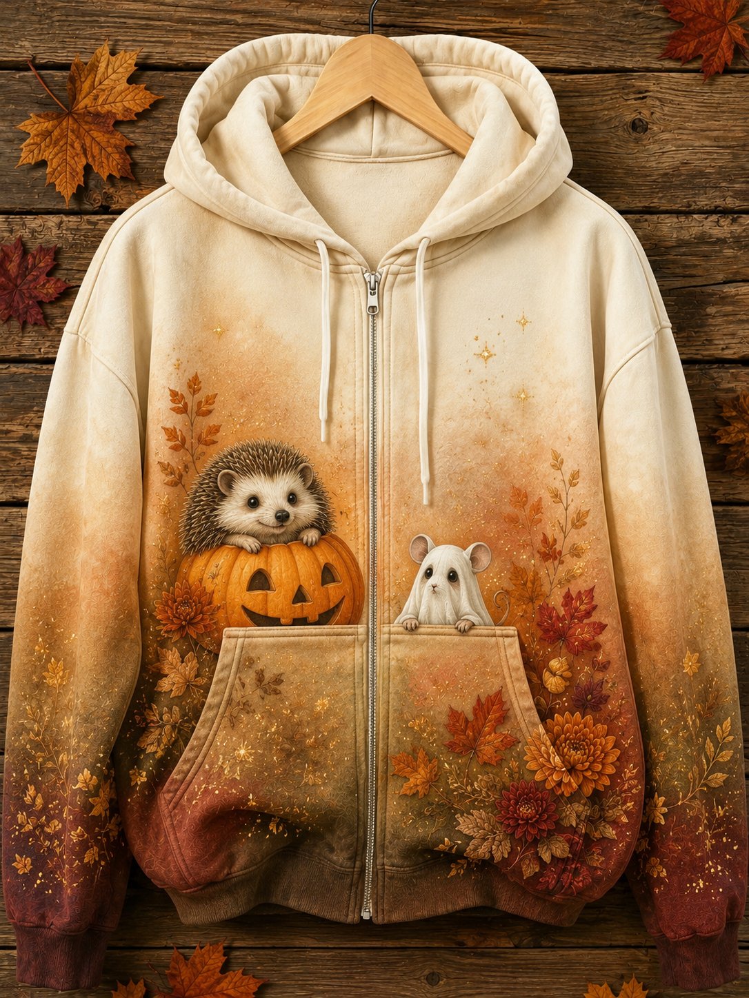Women's Halloween‑Themed Animal Print Hoodie
