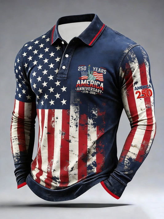 Men's 250th Anniversary of the Founding of the United States Long-Sleeve Polo