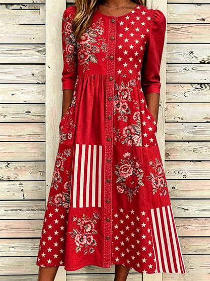 Women'S Casual American Independence Day Print Art Casual Dress