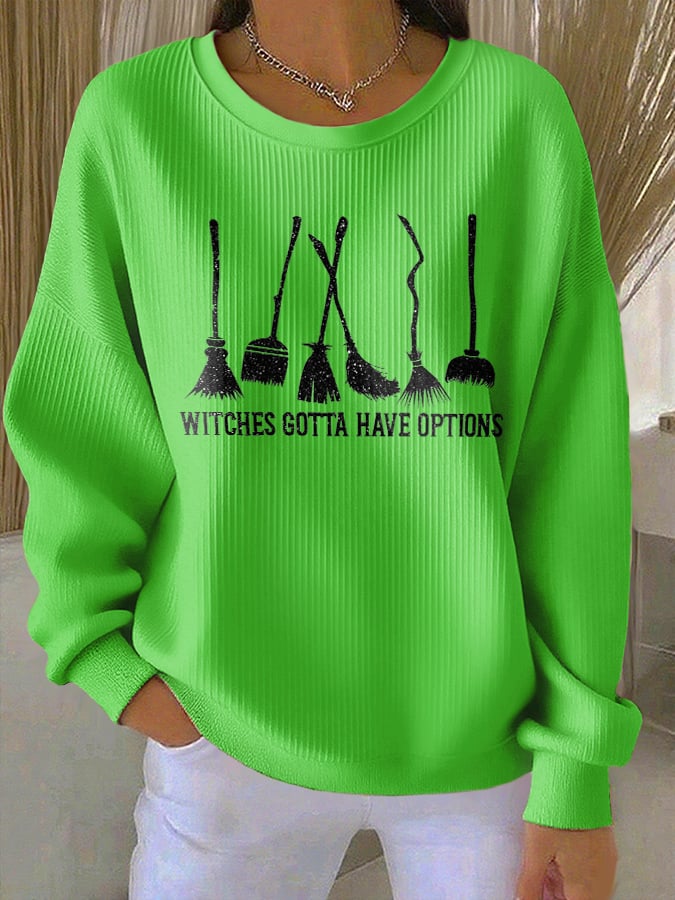 Women's Vintage Halloween Print Knit Long Sleeve Top
