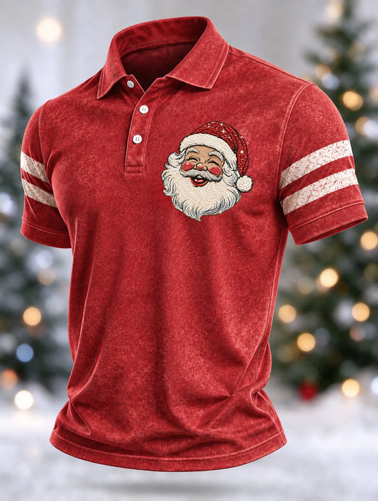 Men's Casual Christmas Print Polo Shirt