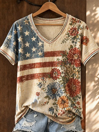 🔥Buy 3 Get 10% Off🔥Women's Casual Retro Patriotic T-shirt