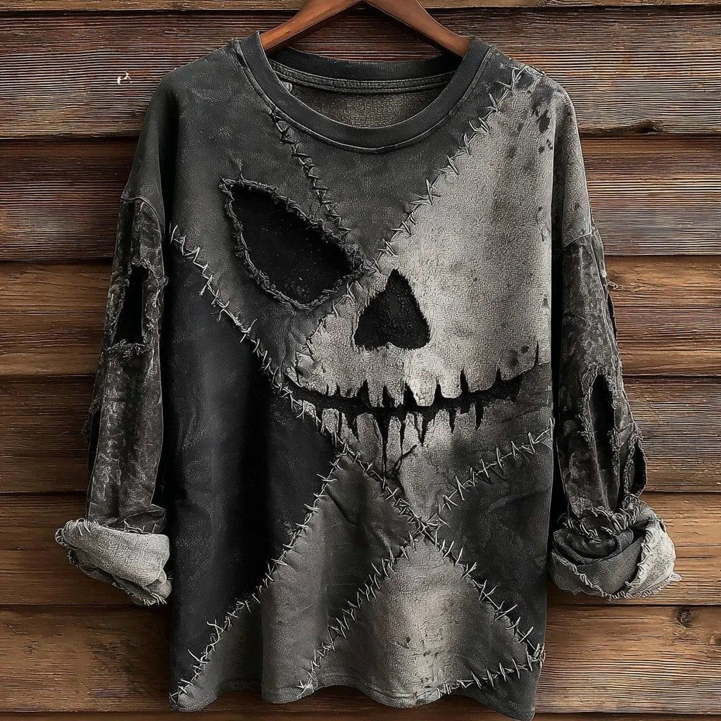 Men's Halloween skull splicing print