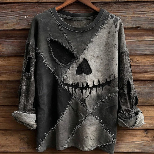 Men's Halloween skull splicing print
