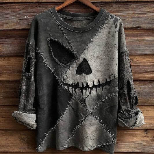 Men's Halloween skull splicing print