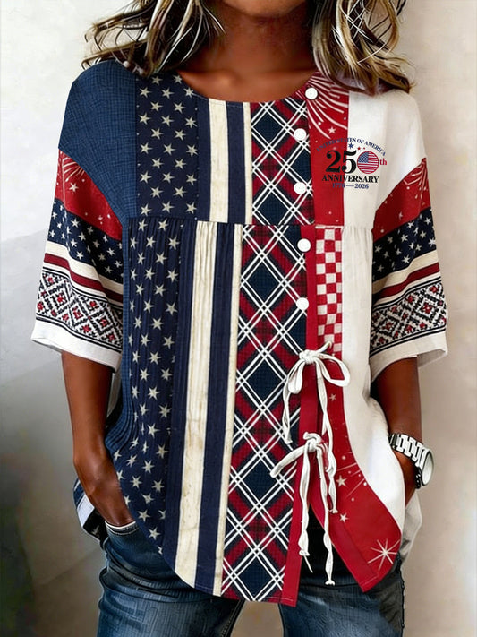 Women's Vintage 250th Anniversary Commemorative Printed Top