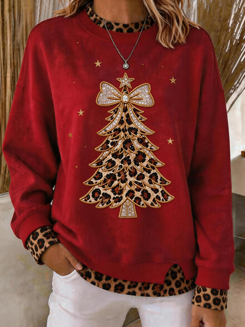 Women's Fabric Patchwork Faux Two-Piece Sweatshirt