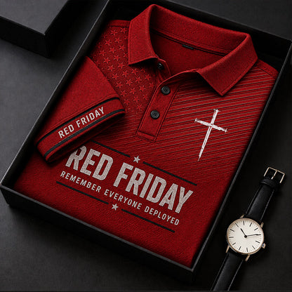 Men's Vintage Red Friday Print Polo Shirt
