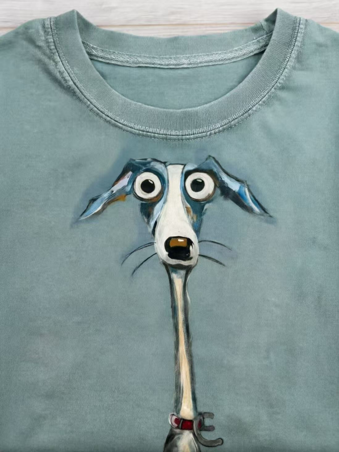 Funny Dog Art Print Casual Short Sleeve T-shirt