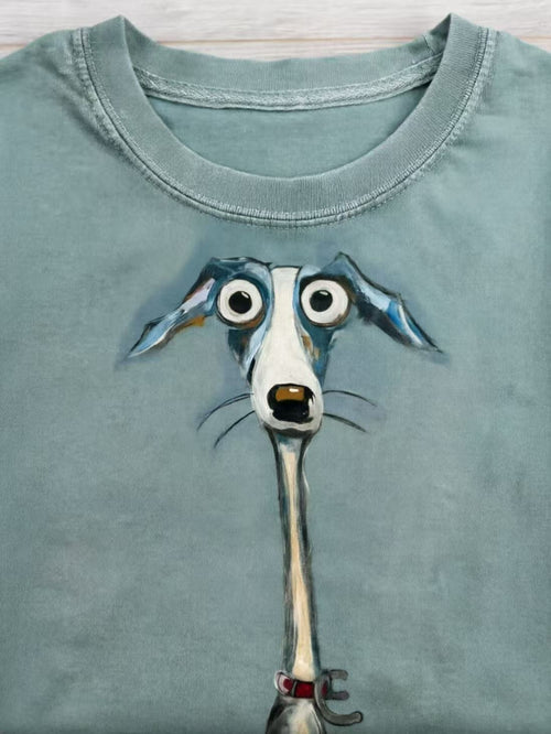 Funny Dog Art Print Casual Short Sleeve T-shirt