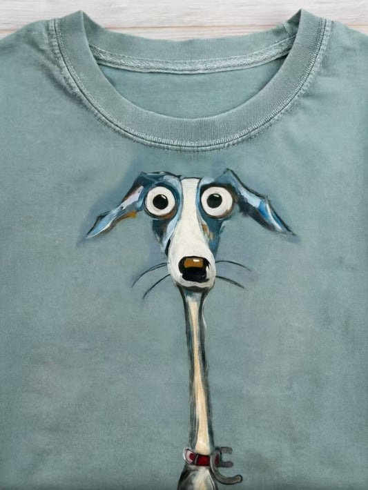 Funny Dog Art Print Casual Short Sleeve T-shirt