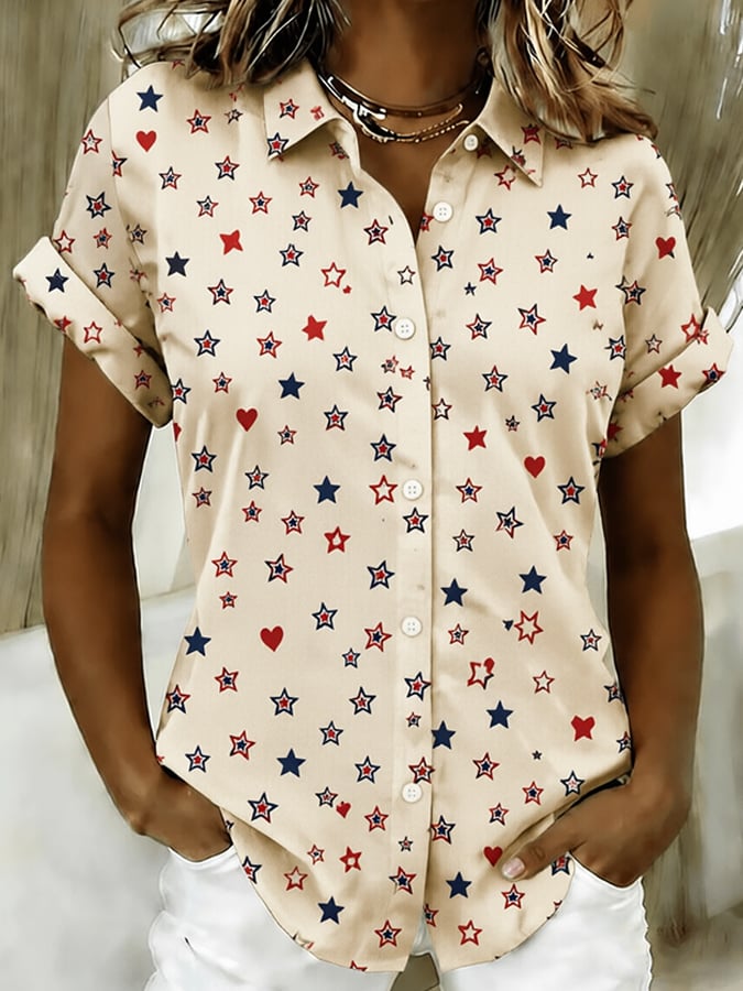 Women's Patriotic 250th Anniversary Print Casual Shirt