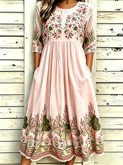 Women'S Casual Plant Flower Art Printed Art Dress