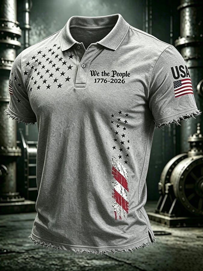 Men'S Flag Printed Casual Top