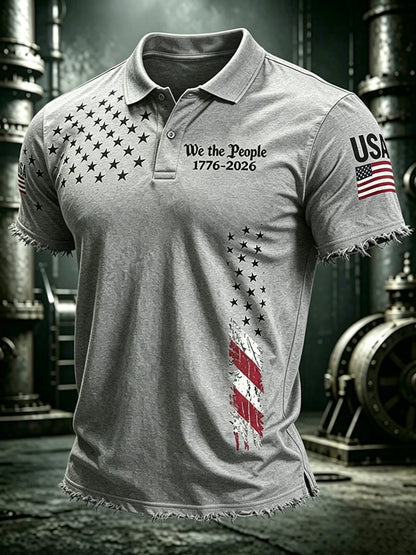 Men'S Flag Printed Casual Top