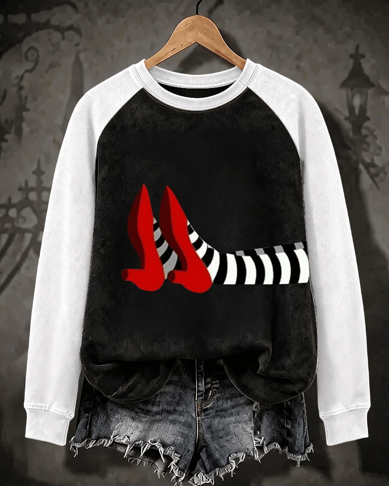 Women’s Halloween-Printed Casual Crew-Neck Sweatshirt