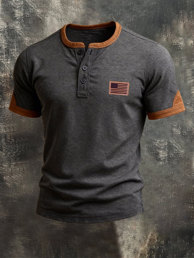 Men's Retro Patriot Patchwork T-shirt