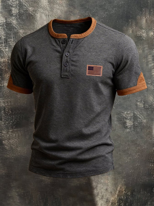 Men's Retro Patriot Patchwork T-shirt