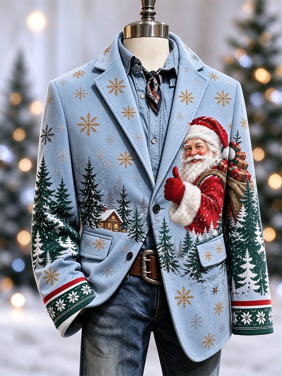 Men's Casual Christmas Corduroy Blazer