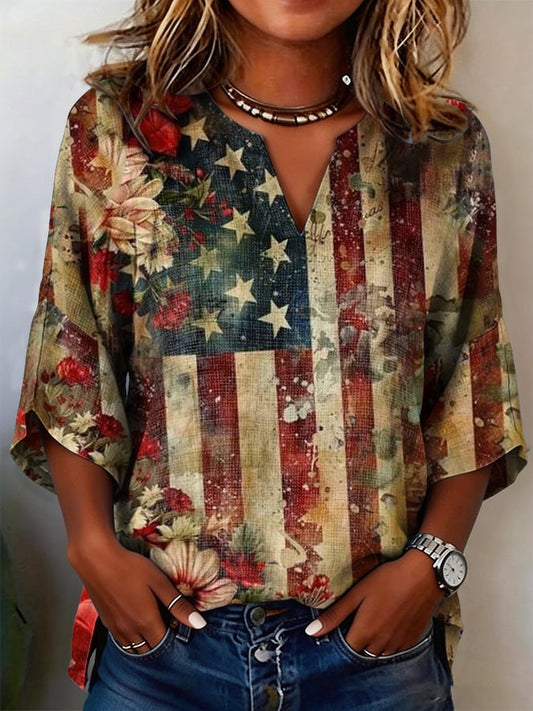 Women's 250th Anniversary Cotton And Linen Floral Print Shirt