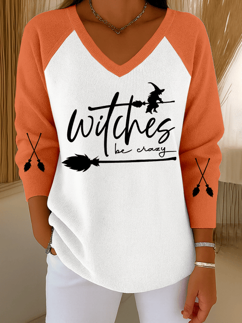🔥HOT SALE🔥Women's Witch Be Crazy Print Casual Knit Top