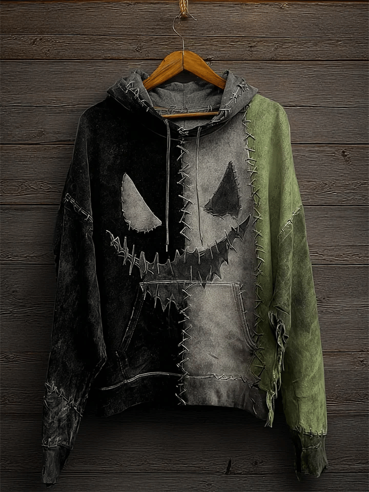 Women's Halloween Ghost Face Print Hooded Sweatshirt