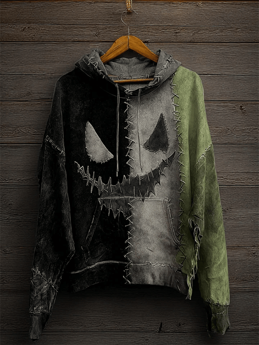 Women's Halloween Ghost Face Print Hooded Sweatshirt