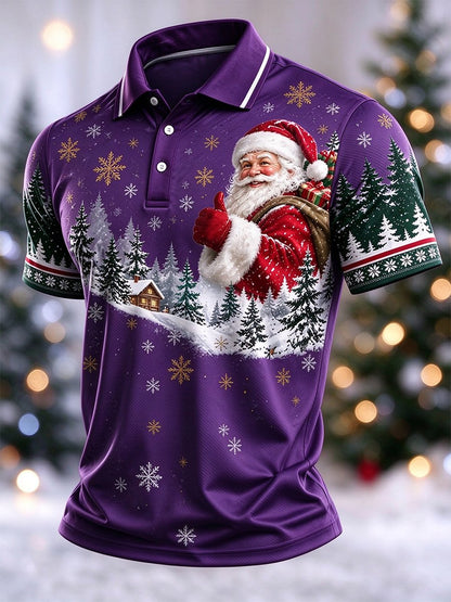 Men's Casual Christmas Short-Sleeve Polo Shirt