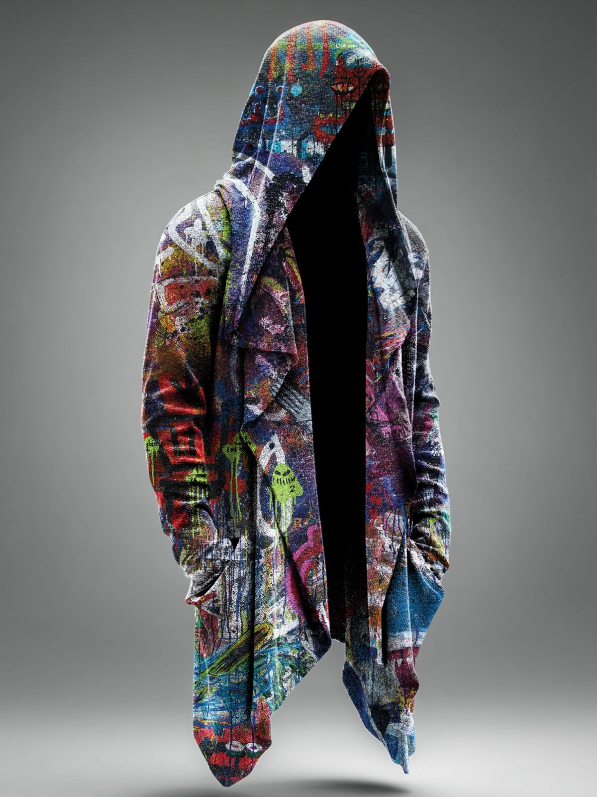 Vintage Abstrct Art Print Casual Hoodie Cardigan