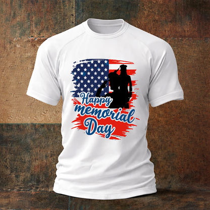 Men's Memorial Day Fallen Soldiers Art Print Crew Neck T-Shirt