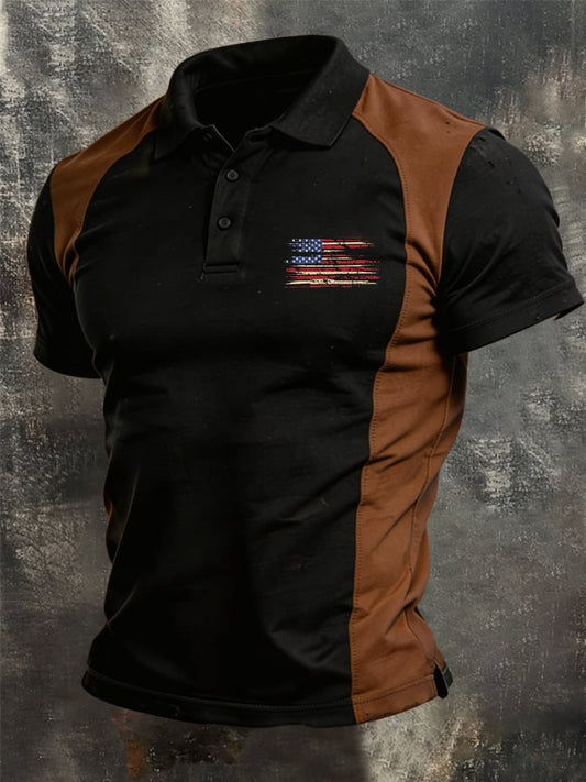 Men's Retro Color Block Patriot Polo Shirt