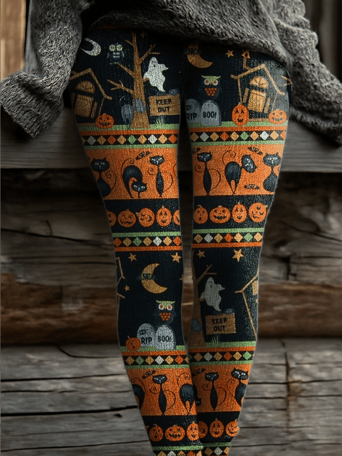 Women's Retro Halloween Print Leggings