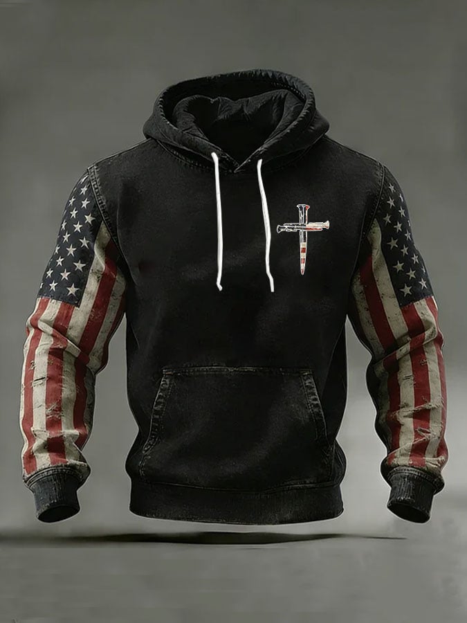 Men's America Flag Casual Printed Hooded Sweatshirt