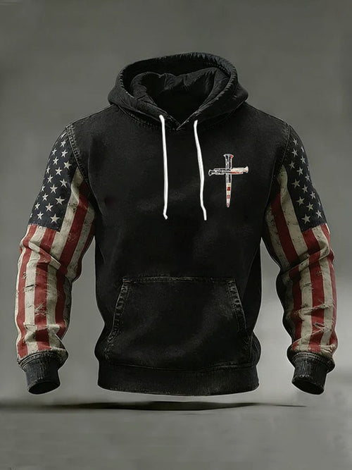 Men's America Flag Casual Printed Hooded Sweatshirt
