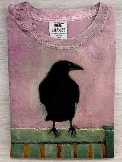 Raven Art Print Casual Short Sleeve T-shirt