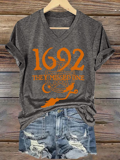 Women's 1692 They Missed One Print V Neck T-shirt