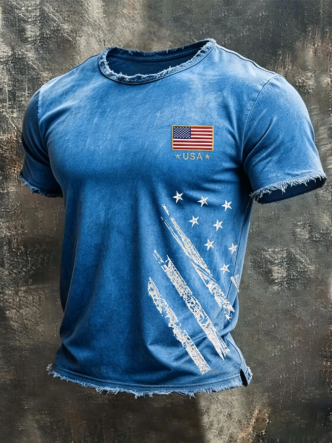 Men's American Flag Printed Casual T-shirt