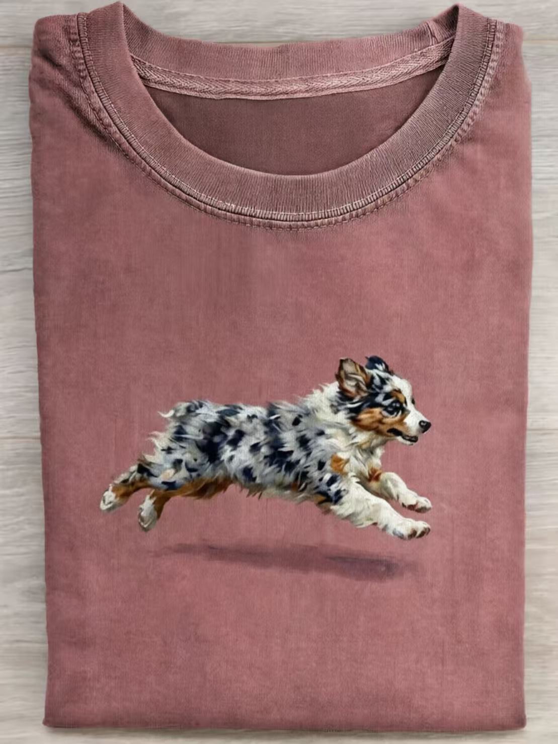 Funny Retro Cute Running Dog Art Print Casual Cotton Short Sleeve T-shirt