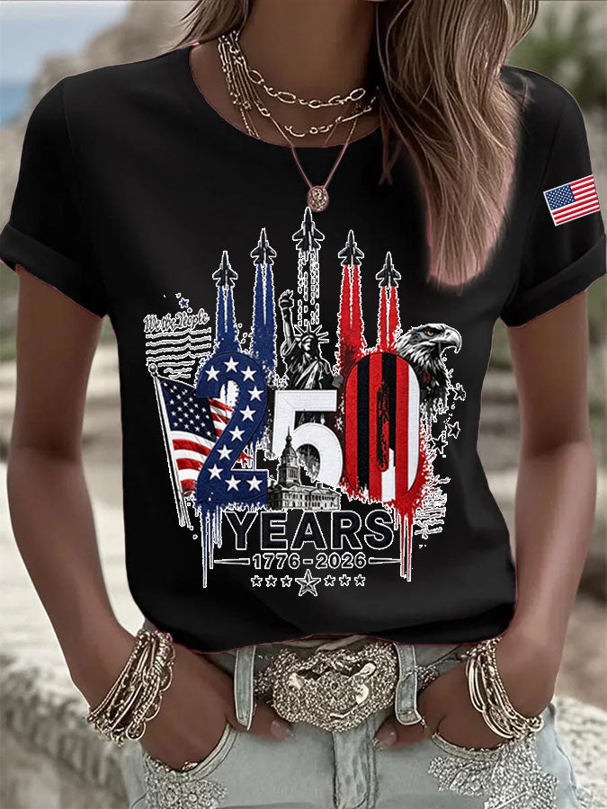 Women's USA Printed Casual T-shirt
