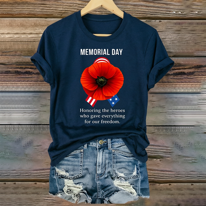 Women's "Memorial Day" Poppy Commemorative Crew-Neck T-Shirt