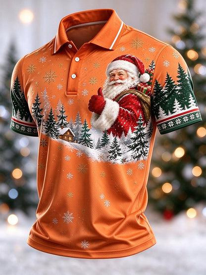 Men's Casual Christmas Short-Sleeve Polo Shirt