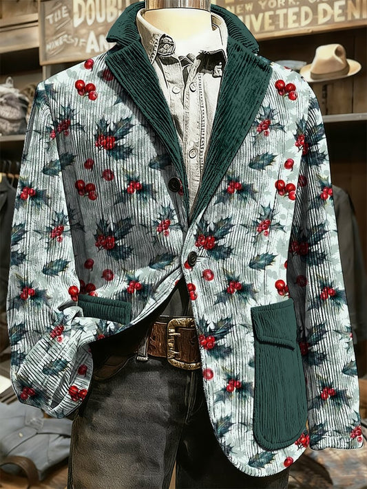 Men's Christmas Art Design Print Casual Coat