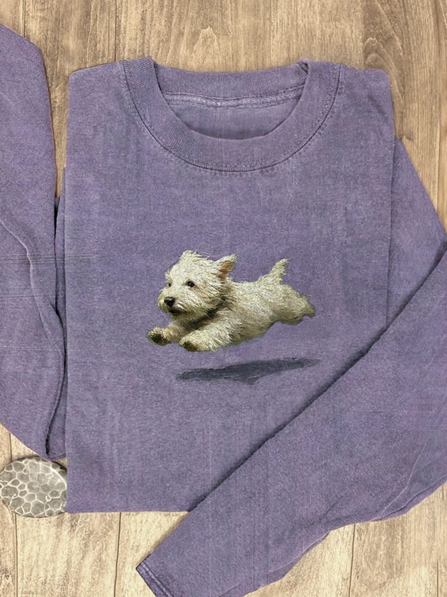Funny Retro Cute Running Dog Art Print Casaul Cotton Long Sleeve Shirt