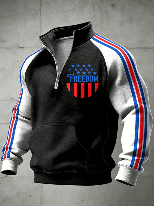 Men's Casual American 250th Anniversary Print Zip-Up Hoodie