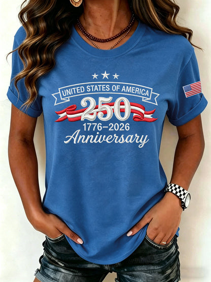 Women's Retro United States Of America 250 Anniversary Print T-Shirt