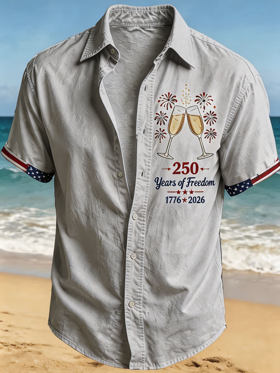 Men'S 250 Years of Freedom Fireworks Champagne Button-Down Shirt