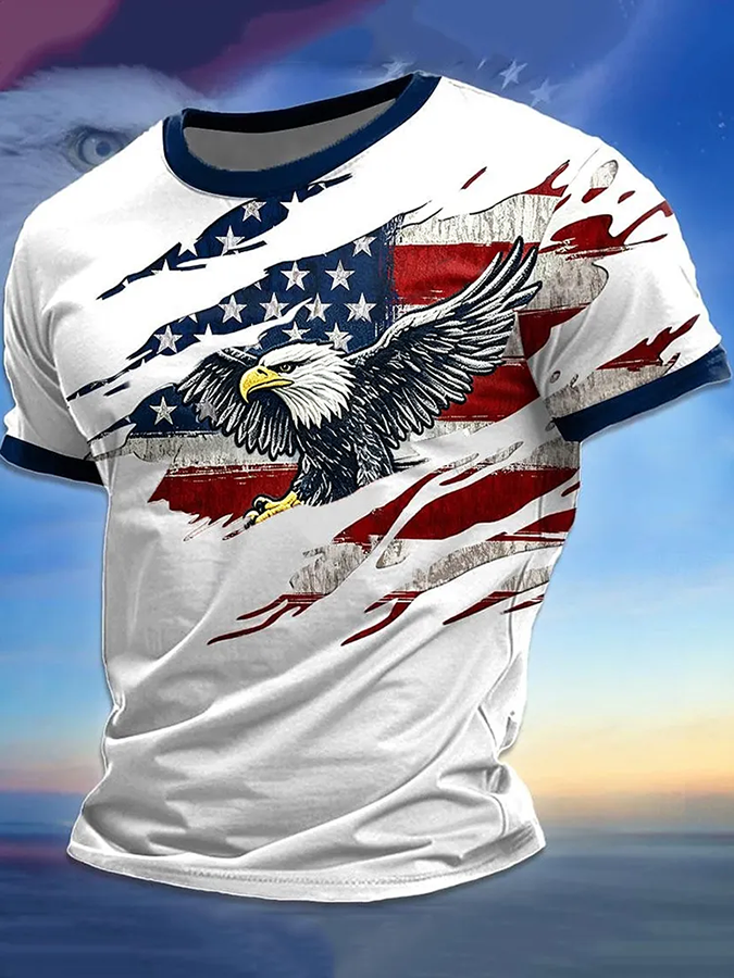 Men'S America Flag Printed Casual T-Shirt