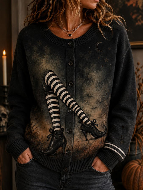 Women's Vintage Floral Print Breast Cancer Awareness Cardigan